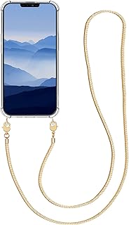 kwmobile Cover a Tracolla Compatibile con Apple iPhone 13 - Back Case in Silicone Cover con Laccio Metallico per Il Collo - Custodia con Cordino in Metallo
