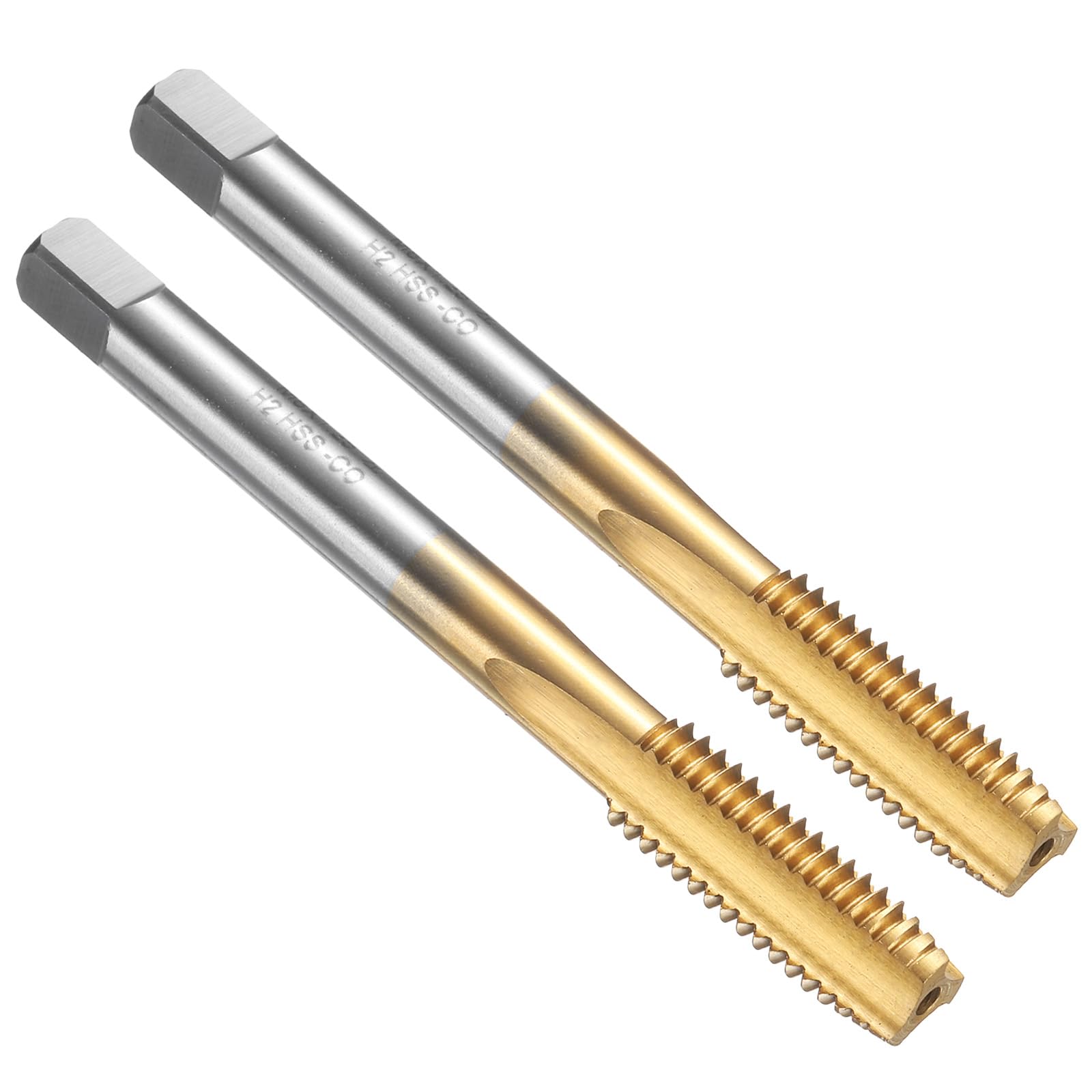 uxcell 2pcs Straight Flute Thread Tap, M8 x 1.25 Left Hand Metric Titanium Coated Screw Threading Tapping Tool Thread Milling Machine Taps, M35 High Speed Steel with Cobalt