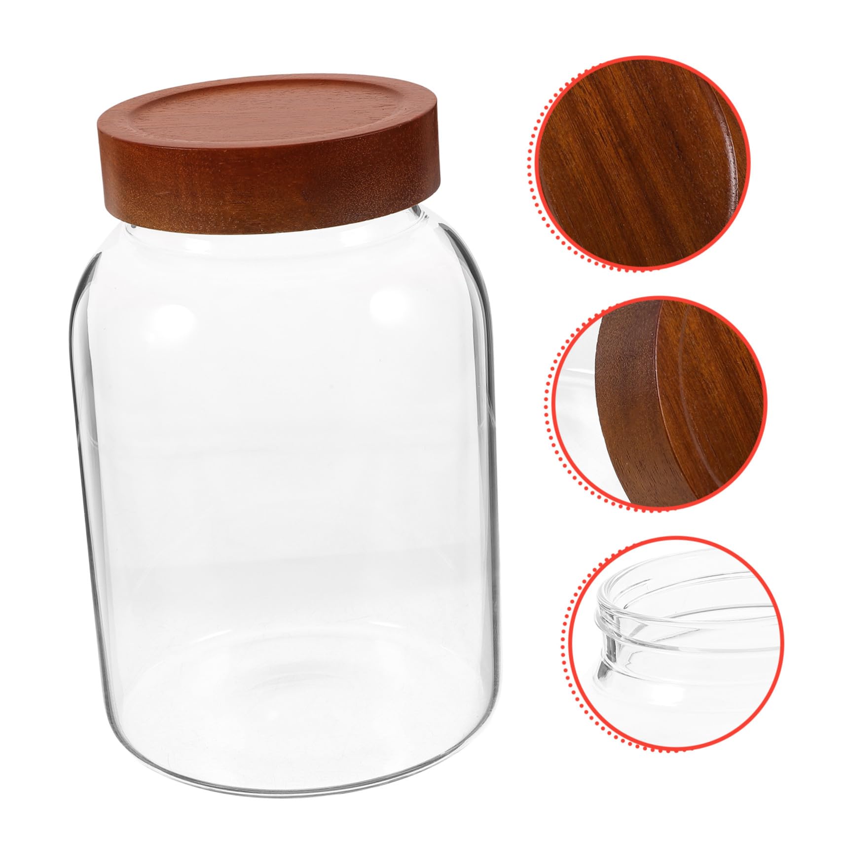 Getreidebehälter aus Glas 2800ml mit Holzdeckel, Luftdichtes Vorratsglas | Borosilikatglas, für Mehl, Kaffeebohnen und Tee, Transparent, Große Füllmenge, Küchenaufbewahrung