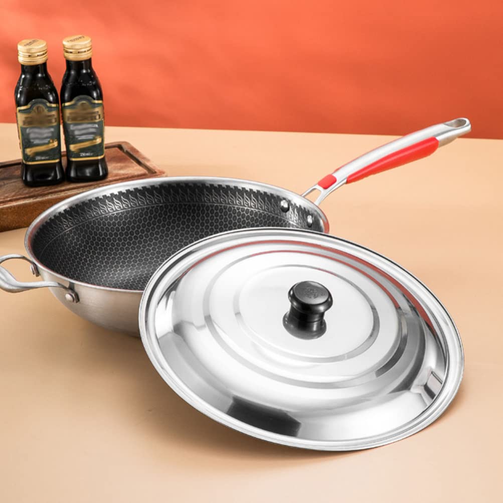 Tapa de acero inoxidable para cacerola, tapa de repuesto antisalpicaduras de aceite, cubierta de tapa de cocina templada gruesa para saltear, ollas, sartenes, sartenes de 22 a 38 cm, tapa de wok