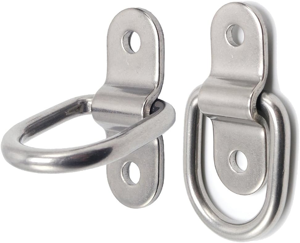 Wayilea D-Ring Tie Down Anchor 12x 1/4'' Stainless Steel D-Rings Trailer D Ring Tie Downs, 700lbs D-Ring Bracket, D Ring Mounting Plate Tie Down Points for Ratchet Tie Down Straps Car Truck Bed Cargo