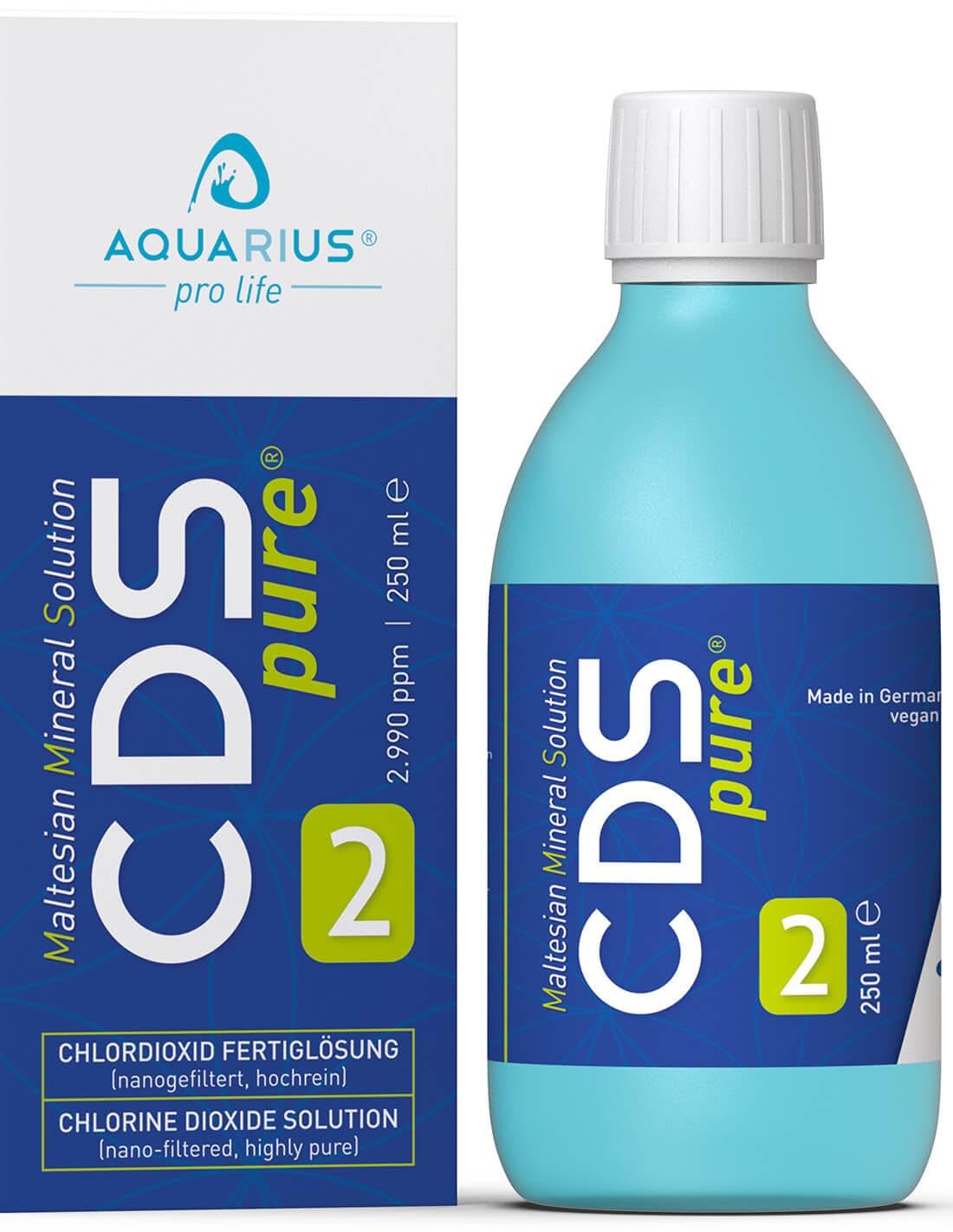 CDSpure 500 ml - Chlordioxid Lösung (2x250ml) I CDL Tropfen I Chlorine Dioxide Solution I Der ideale Begleiter für Urlaub oder Ausflug I inkl. Dosierbecher + Pipette