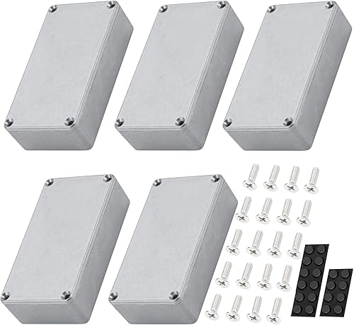 DaierTek 5 piezas 1590B caja de pedal de guitarra de aluminio fundido a presión caja de pisoteo de 4.409 x 2.402 x 1.260in caja de interruptor de