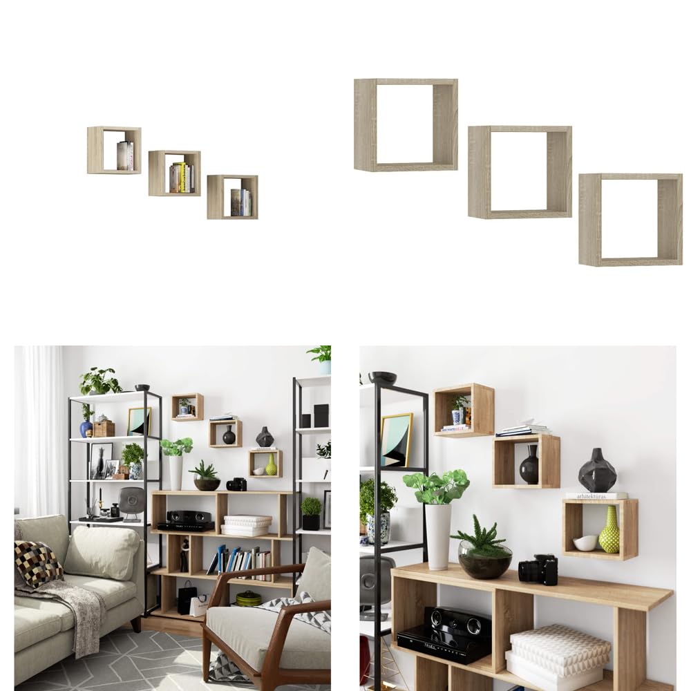 Mensole A Parete 3 Ripiani 60x20cm - In Legno E Ferro, Porta Libri, Decorazioni, Per Tutta La Casa - Foto 8