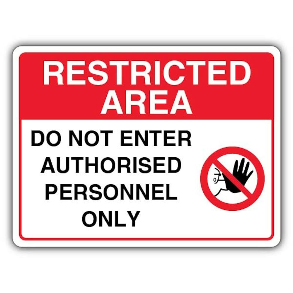 V Safety Restricted Area Do Not Enter Authorised Personnel Only - Landscape Safety Sign - 400 x 300 mm - Face Adhesive Window Sticker