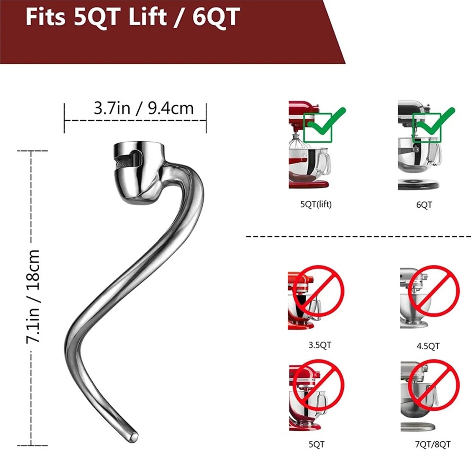 Gancio For Impastare, Compatibile Con Kitchenaid, KV25G0X KV25G8X KV25H0X 5Qt 6Qt Attacco For Impastatrice Con Supporto For Sollevamento Ciotola