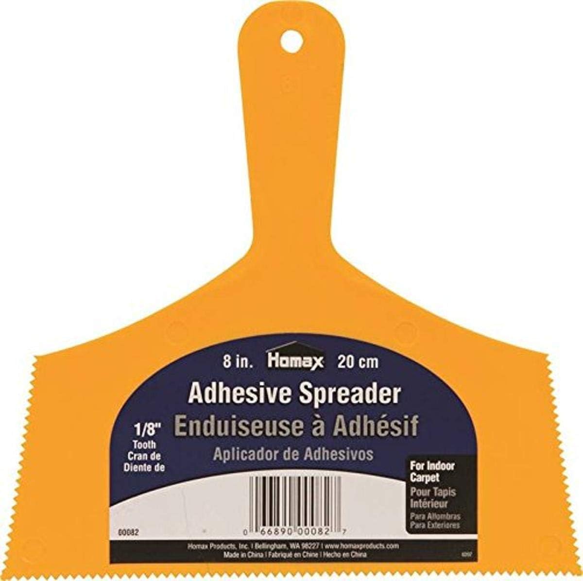 Homax Adhesive Spreader, Yellow, 8", 1/8" Tooth, Spreader for Indoor Carpet, 1 Count (Pack of 6)