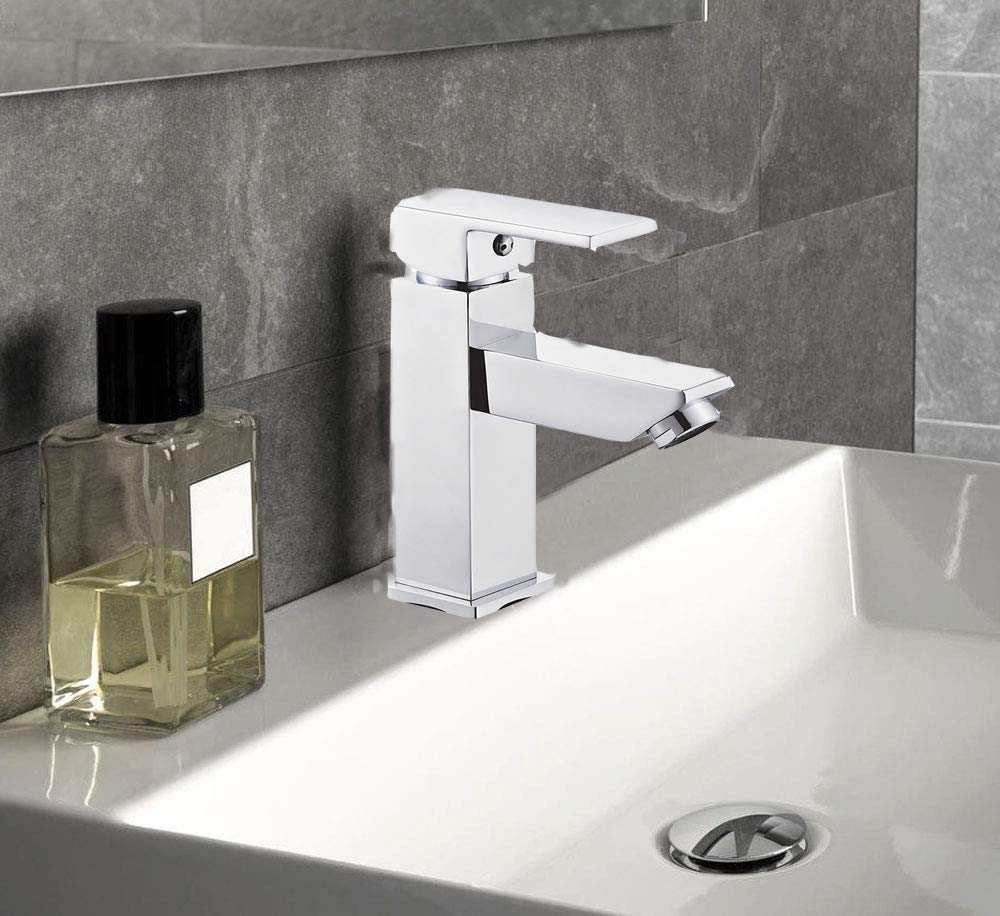 Vetrineinrete® Rubinetto per lavandino miscelatore lavabo da bagno monoforo orientabile monocomando ottone cromato lucido M1