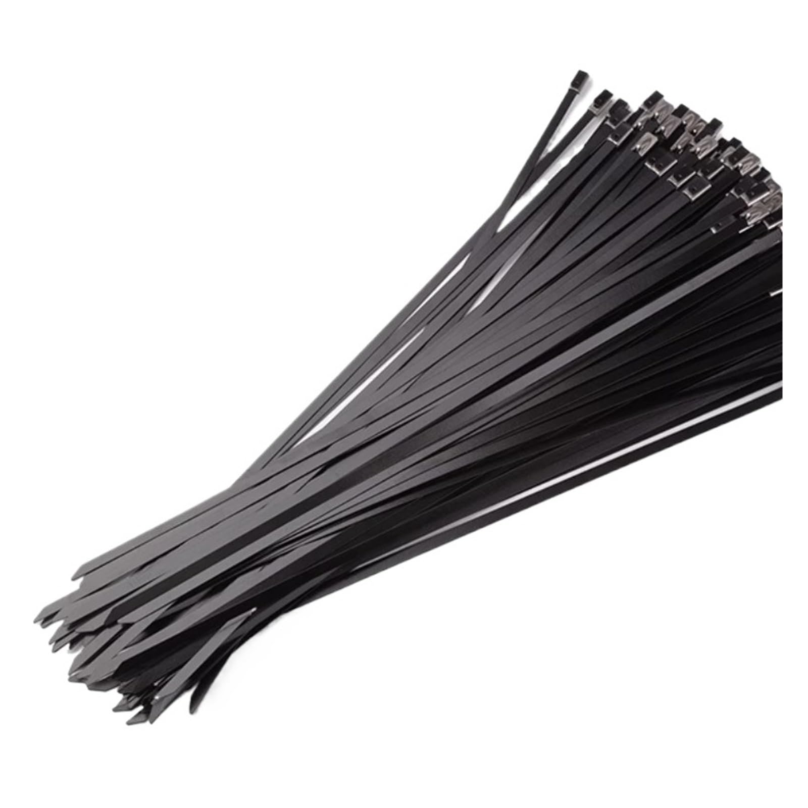LYVQZPWLRcâble en acier inoxydable, Lot de 10 à 100 serre-câbles en acier inoxydable noir avec revêtement, fermeture éclair, verrouillage multifonctionnel, 4,6 mm(10pcs,4.6x350mm)