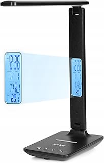 huslog Lámpara de escritorio, lámpara de noche, lámpara de mesa de dibujo, reloj cargador inductivo LED inteligente