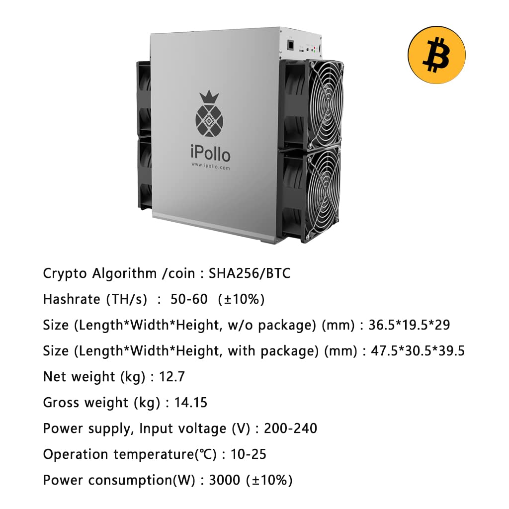iPollo B1L Bitcoin Miner Hashrate 50-60TH/S 3000W Bitcoin Miner :  Amazon.com.be: Electronics