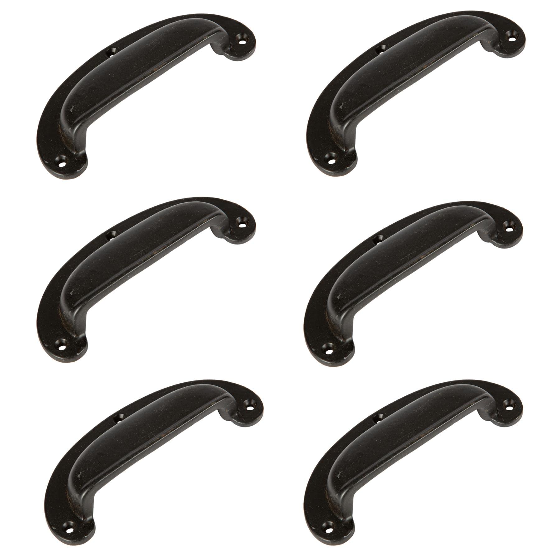 Hammer And Tongs Black Wide Lipped Cabinet Drawer Handles - W130mm X H50mm - Pack Of 6 - Home Storage Cupboard Handle Door Knob Cabinet Pull Handles With Screws Included