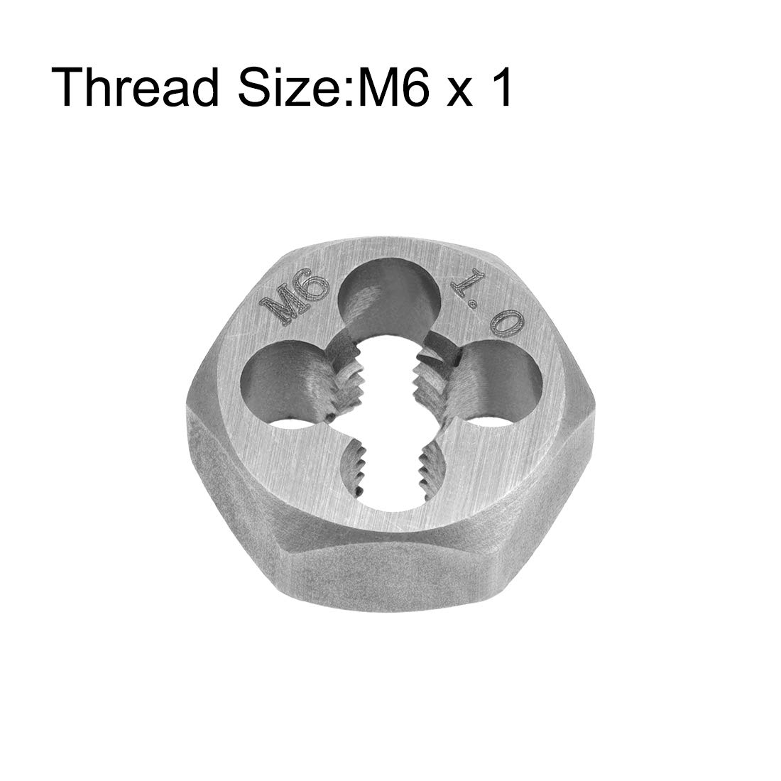 sourcing map Filière Hex Renfilage Découpe M6 x 1 Pas Carbone Acier Métrique Hexagone Cône Tuyau Moule Précision Grade: 6g