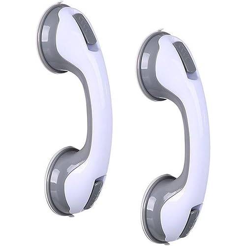 Shower Handles Suction 12 Inch Grab Bars for Bathtubs and Showers, 2 Pack Shower Grab Bars Suction Handle Safety Grab Bars for Bathroom, Bathroom Grab Bars for Elderly, Senior, Handicap (Grey)