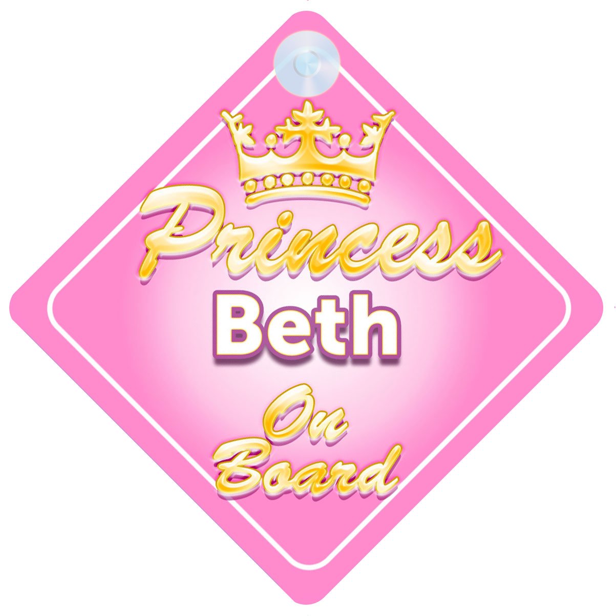 Crown Princess Beth On Board Personalised Baby / Child Girls Car Sign