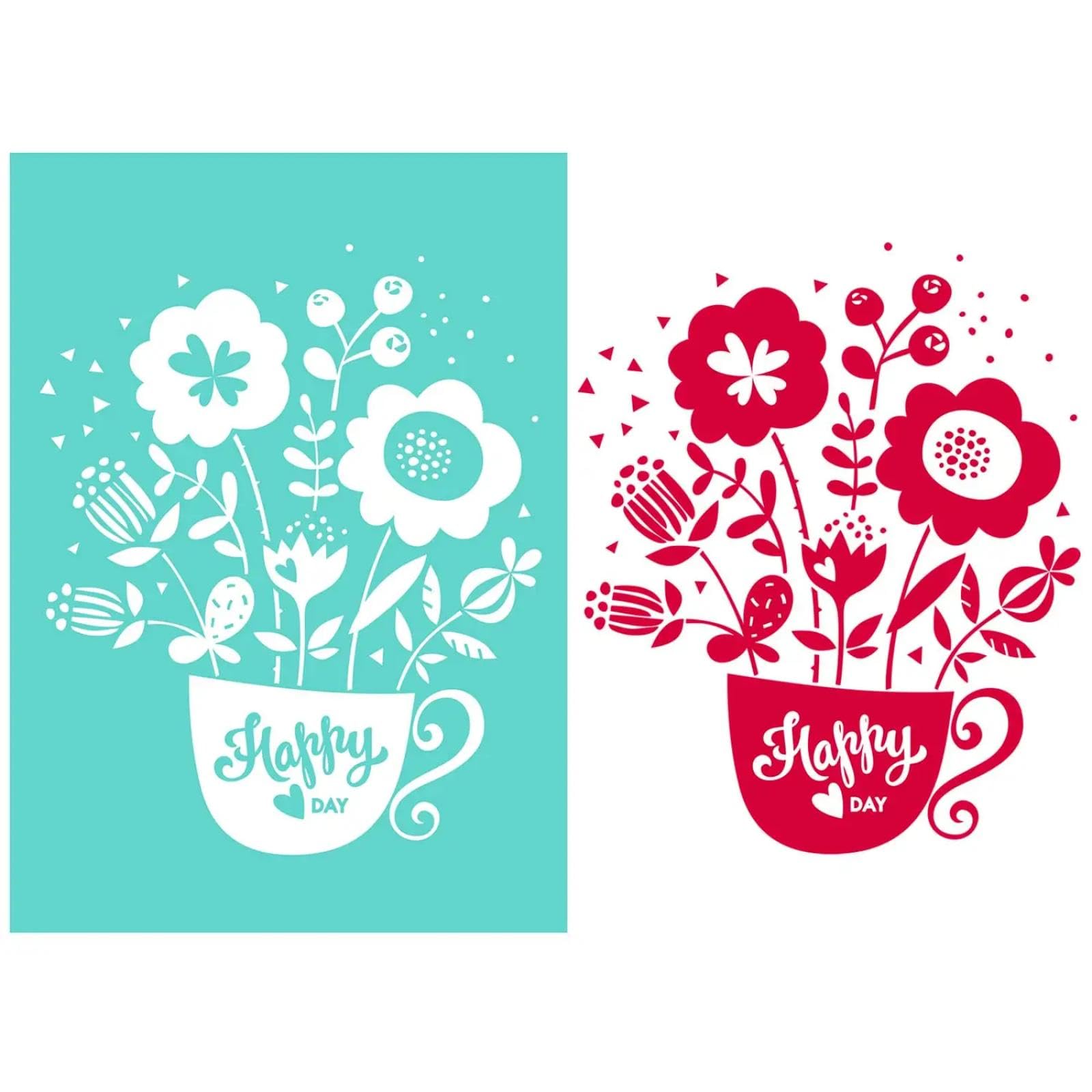 MANGOUSONG Screen Printing Kit,12.5x17.7cm Flower Pot Silk Screen Stencils Reusable Silkscreen Print Kit for Printing Handbag Decoration Template ?Seal Tool