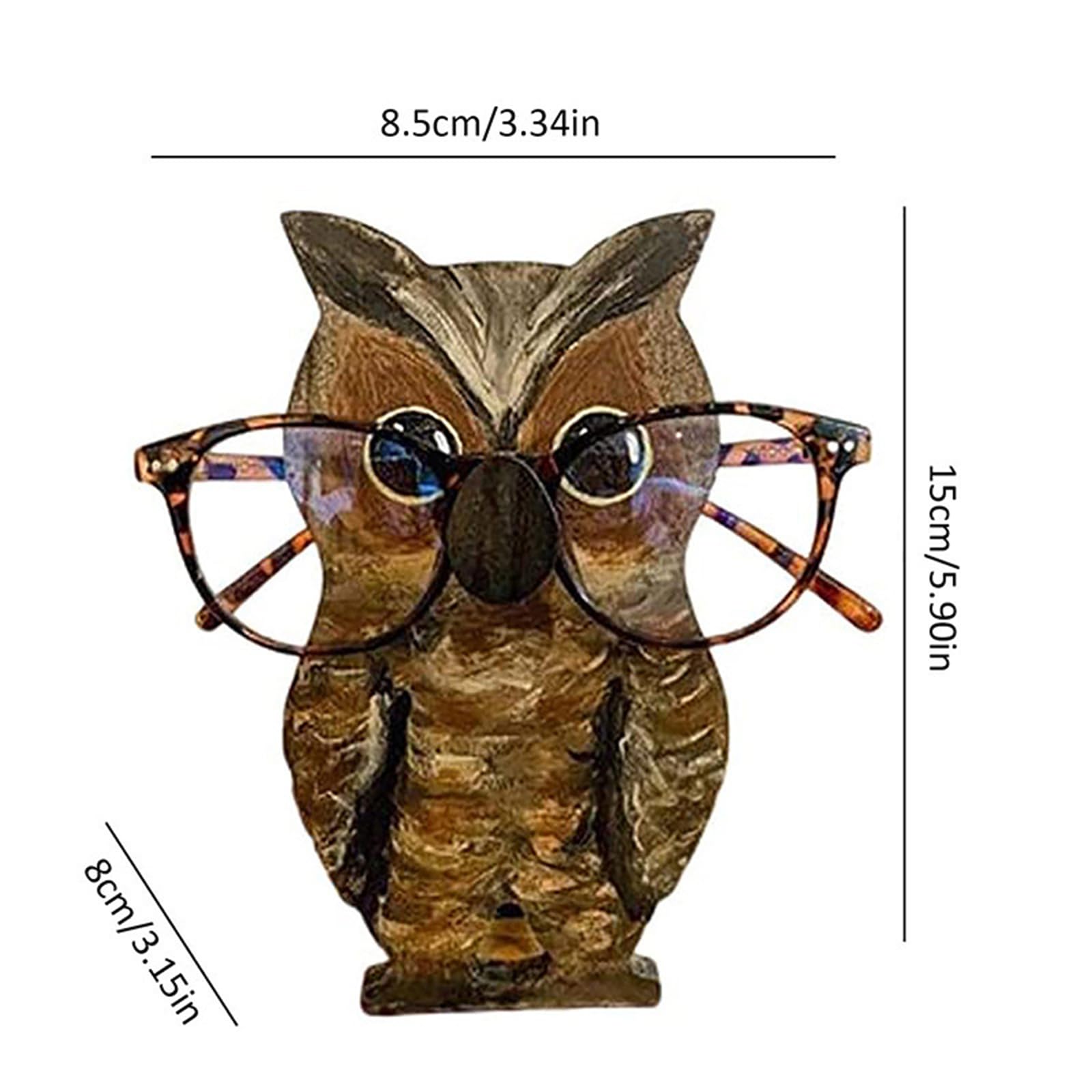 Soporte de madera tallada a mano para gafas de sol, exhibidor de gafas (búho)