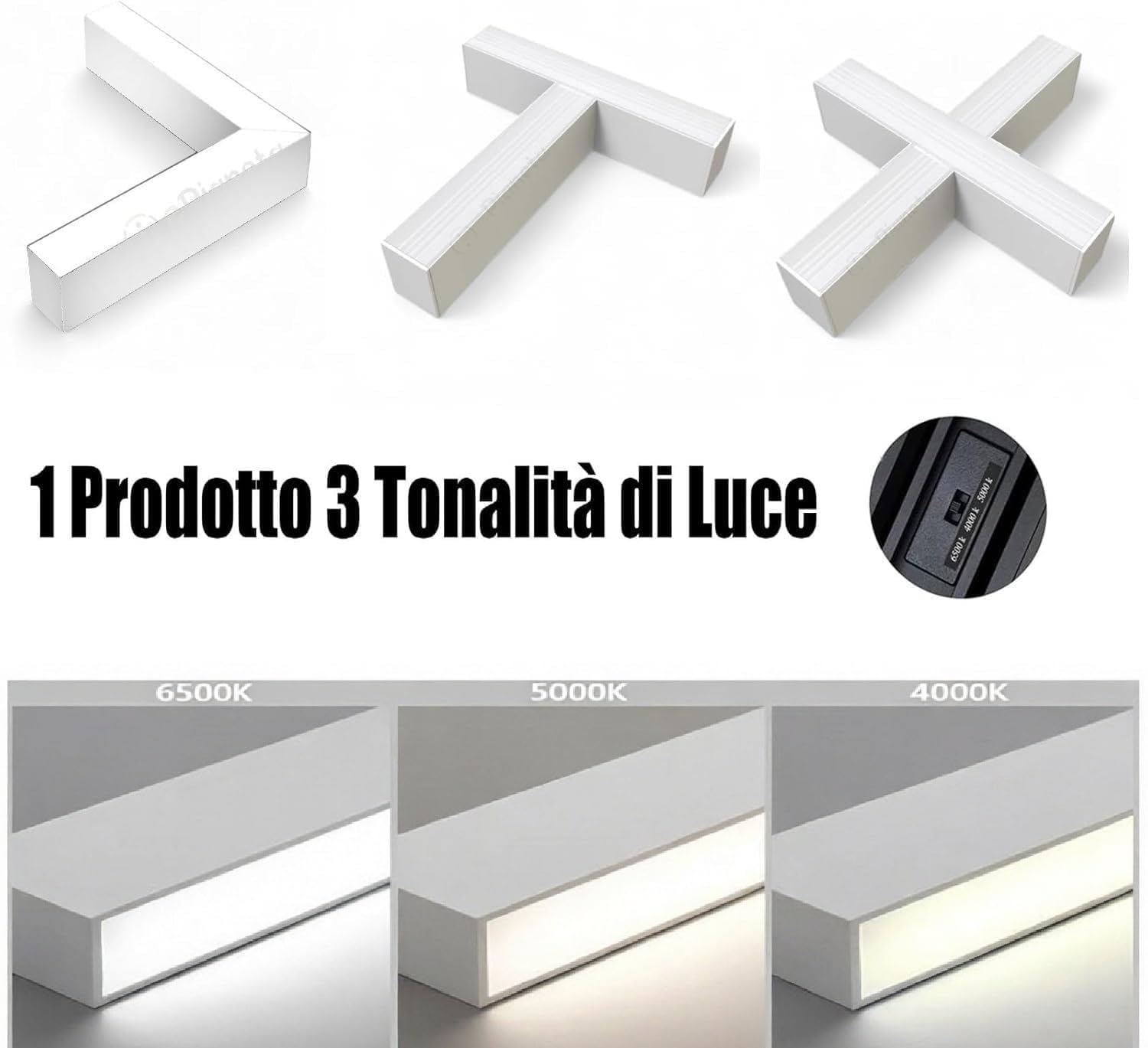 TOT ELECTRIC Plafoniera led lineare 40W 120cm collegabile modulabile lampada da soffitto Bianco luce bianca naturale calda per ufficio casa