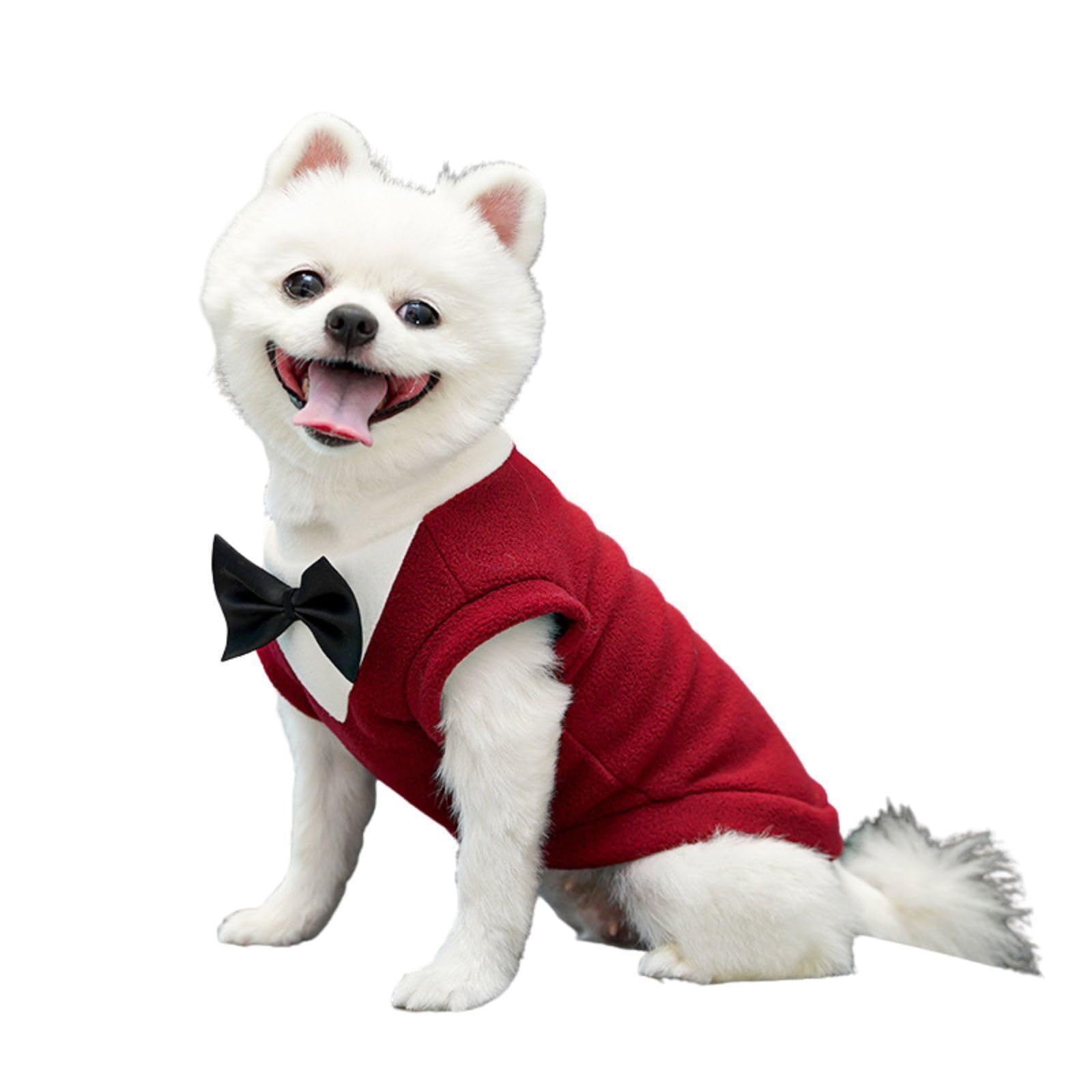 Dog Winter Warm Clothing, Pet Wedding Jacket Formal Vest with Bow D-Ring,Cat Dog Cold Weather Outfit Prince Suit Clothes for Cat Puppy Small Medium Large Dogs_7XL(Red)