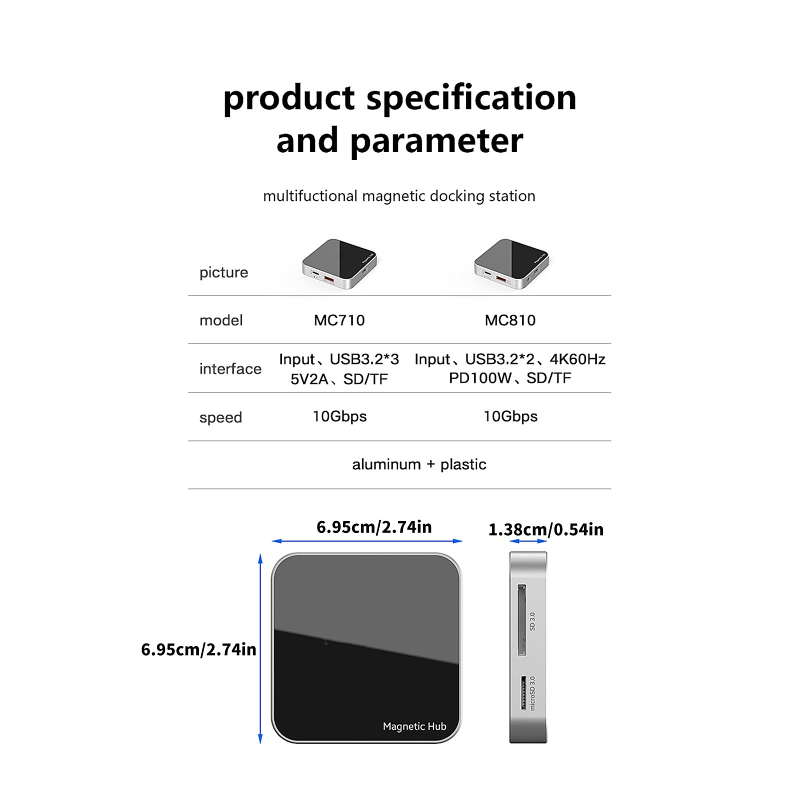 Stacja dokująca USB C USB3.2 10 Gb/s szybkie połączenie wielu urządzeń w domu lub 7/8 portów opcjonalne rozszerzenie laptopa