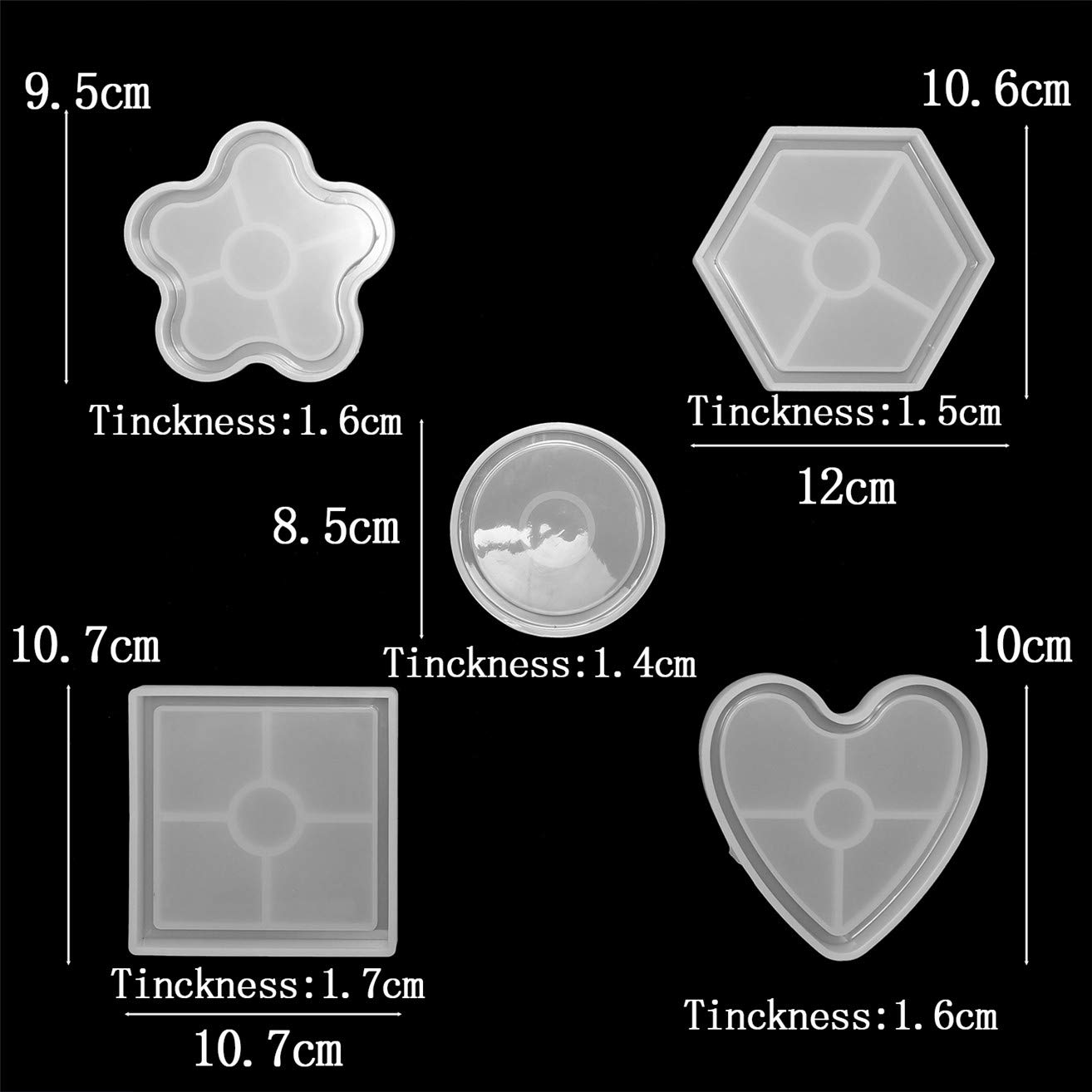 5 stampi in silicone per candele, cilindri e pilastri esagonali e