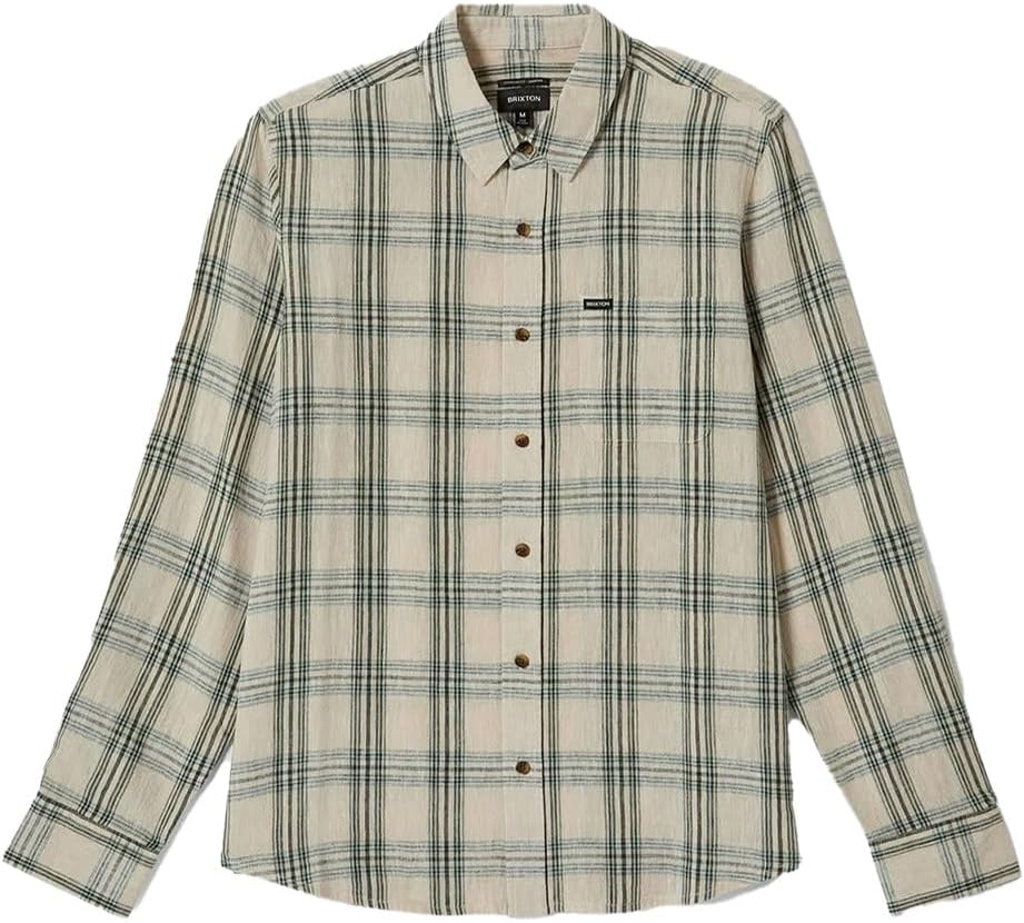Copper Plaid Linen Blend Long Sleeve Shirt - Brixton