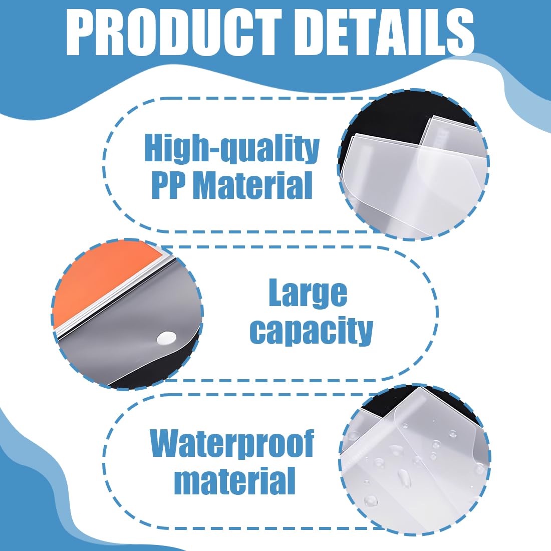 Plastico Transparente Bolsa Archivadoras,Pack 10 Sobres Archivador a5 con Botón Carpetas Portafolios Fundas Organización de Impermeable Folders para Oficina Escolar