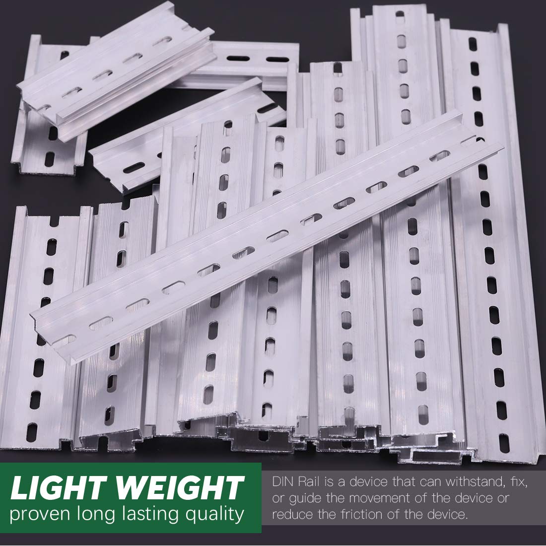 Xiatiaosann Din Rail gleuf 35 mm aluminium, 6 stuks klem DIN-rails, met montageschroeven, 12 inch 30 cm lang, 35 mm breed, 7,5 mm hoog voor klemmenblokrelais