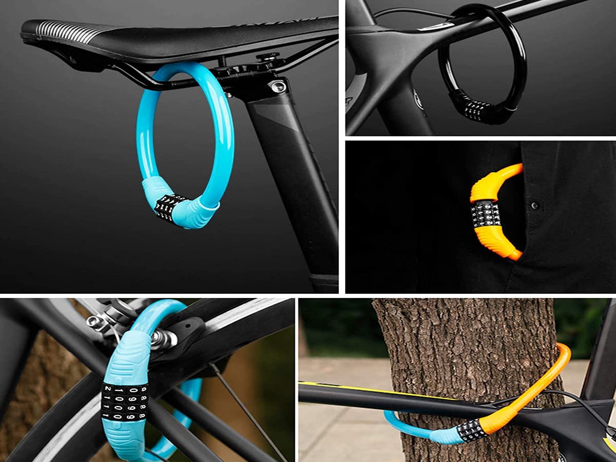 Lucchetto Bicicletta A Combinazione 4 Cifre - Cavo 60cm, Diametro 11mm | Colori Assortiti - Foto 2