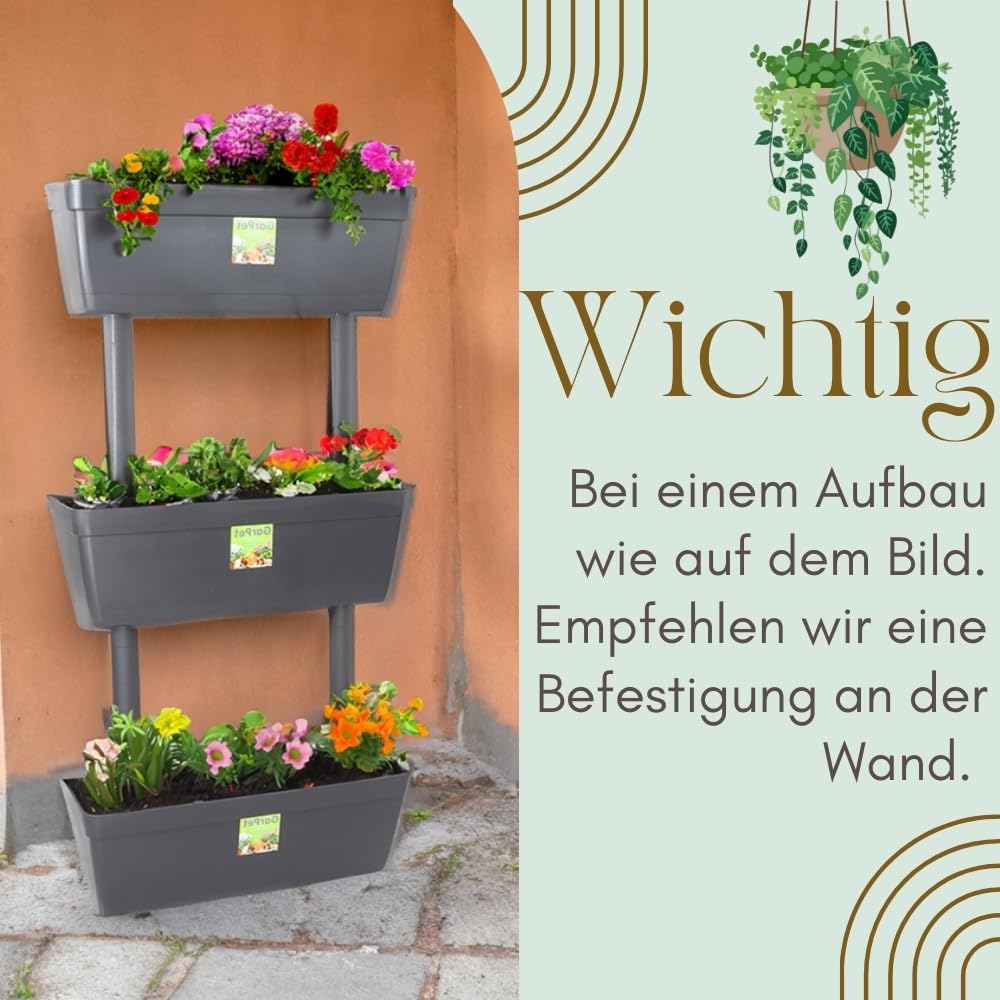 GarPet 2er Set 3 Pflanzkbel mit Sichtschutz Pflanzkbel 100cm hoch  Raumteiler hoher Blumentopf Sichtschutz Pflanzgef Pflanztopf Balkon  Terrasse: Amazon.de: Garten