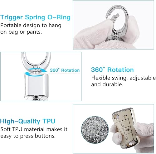 Miniatura 6 de 1797 TPU05 - Funda para llavero de TPU color blanco plateado, Blanco