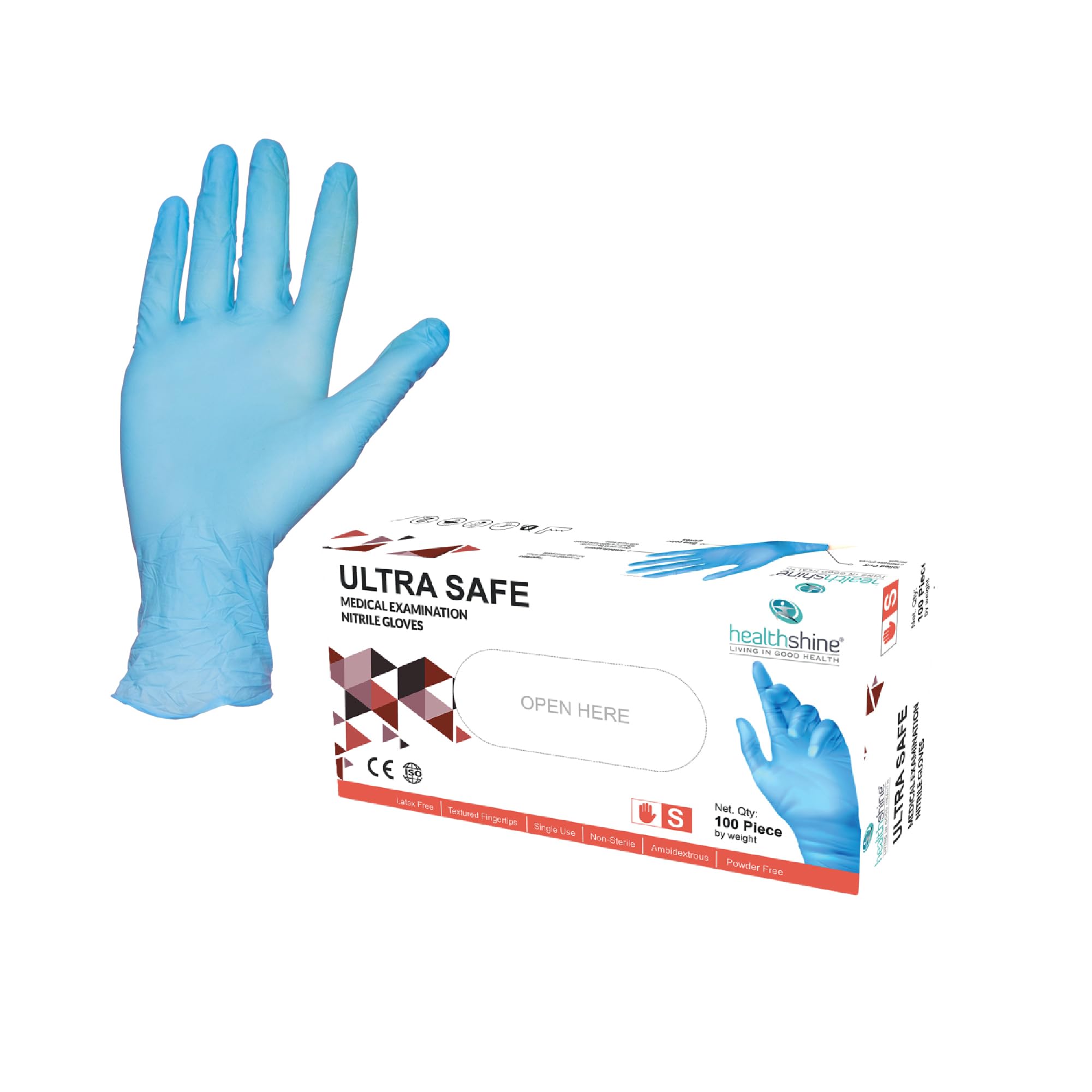 Healthshine Disposable/Single-Use Nitrile Gloves with Textured Fingertips & Ambidextrous | Non-Sterile Examination Gloves for Hospitals, Clinics, Caregivers, Diagnostic Labs - Blue Pack of 100 Pieces-image-23
