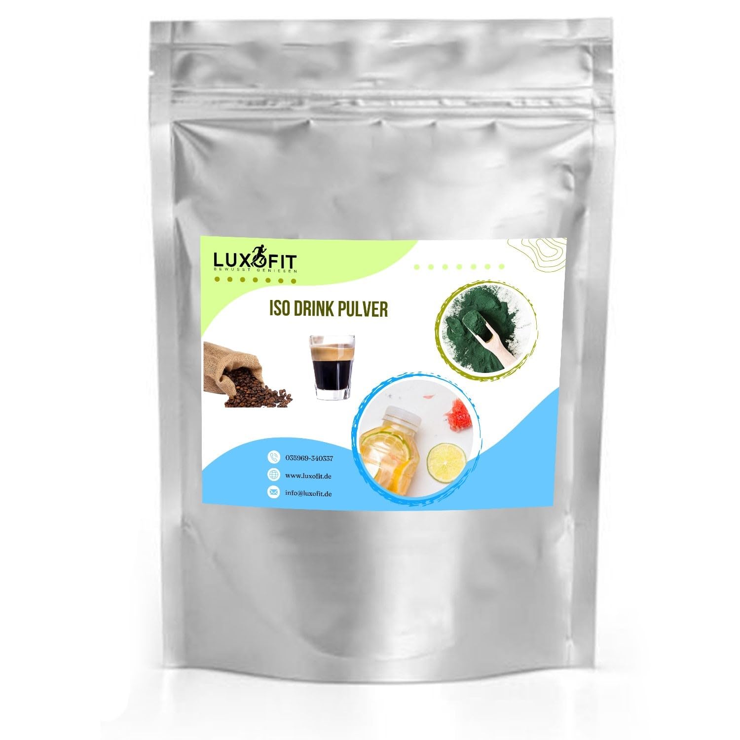 Luxofit Espresso Getränk isotonisch/Iso Drink Pulver, L-Carnitin, Sportlergetränk, Natürliche Farbstoffe, Elektrolytgetränk, Schnelle und einfache Zubereitung (10 Kg)