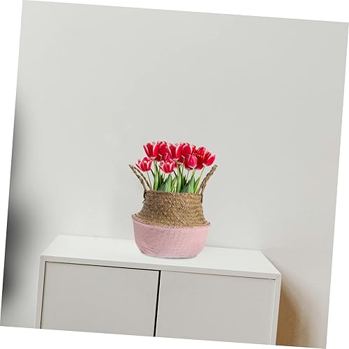 Miniatura 9 de ABOOFAN Cesta de flores de ratán para basura, maceta de almacenamiento colgante, cesta de paja de sauce, cesta de dulces de Pascua, cesta de mimbre