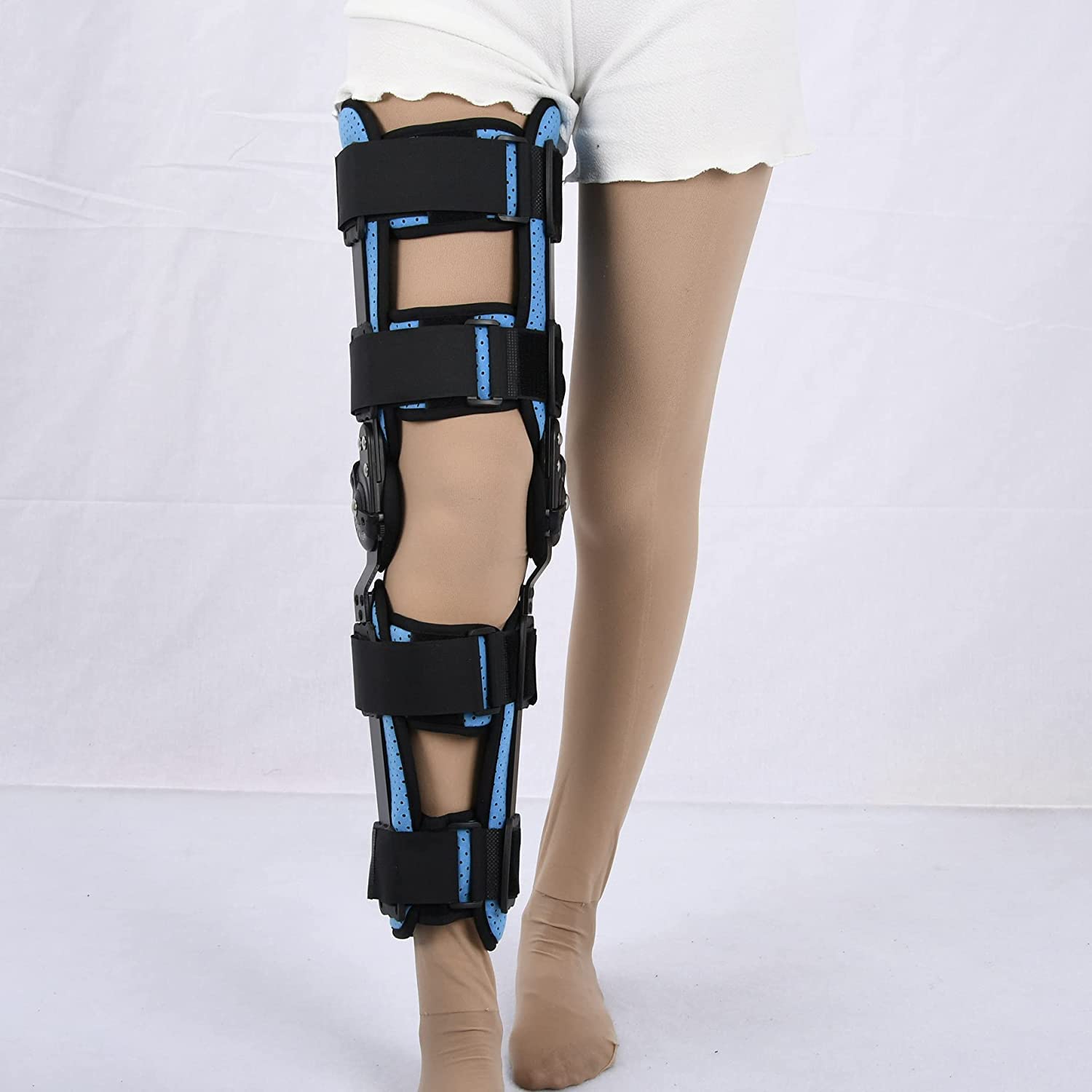 Rodillera ROM con bisagras, ortesis de Rodilla con bisagras, Rodilleras postoperatorias Ajustables, estabilizador de rótula para ligamentos ACL, osteoartritis, Soporte de Pierna