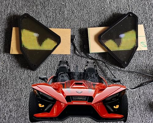 Tzvmny Programmable Sharp-Design Devil-Style Vent Hole Gap Fillers Fit for 2020-2024 Polaris Slingshot RGB Dream Color Chasing Front Grill Hood Mesh LED Lights Smoked Vent Overlay Accent Panel Kit