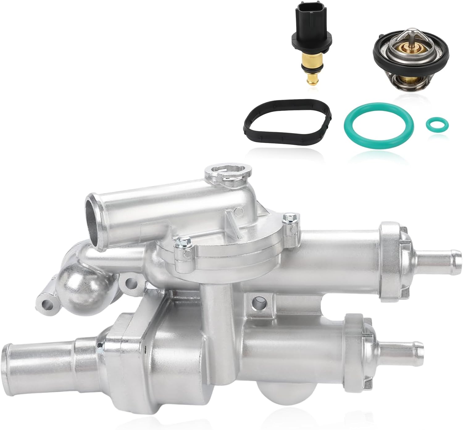 Aluminium Engine Coolant Thermostat Housing Compatible with Chrysler Sebring 2007-2010/200 2011-2014, Dodge Caliber 2007-2012/Journey 2009-2020, Jeep Compass 2009-2017 Replacement for 902-319