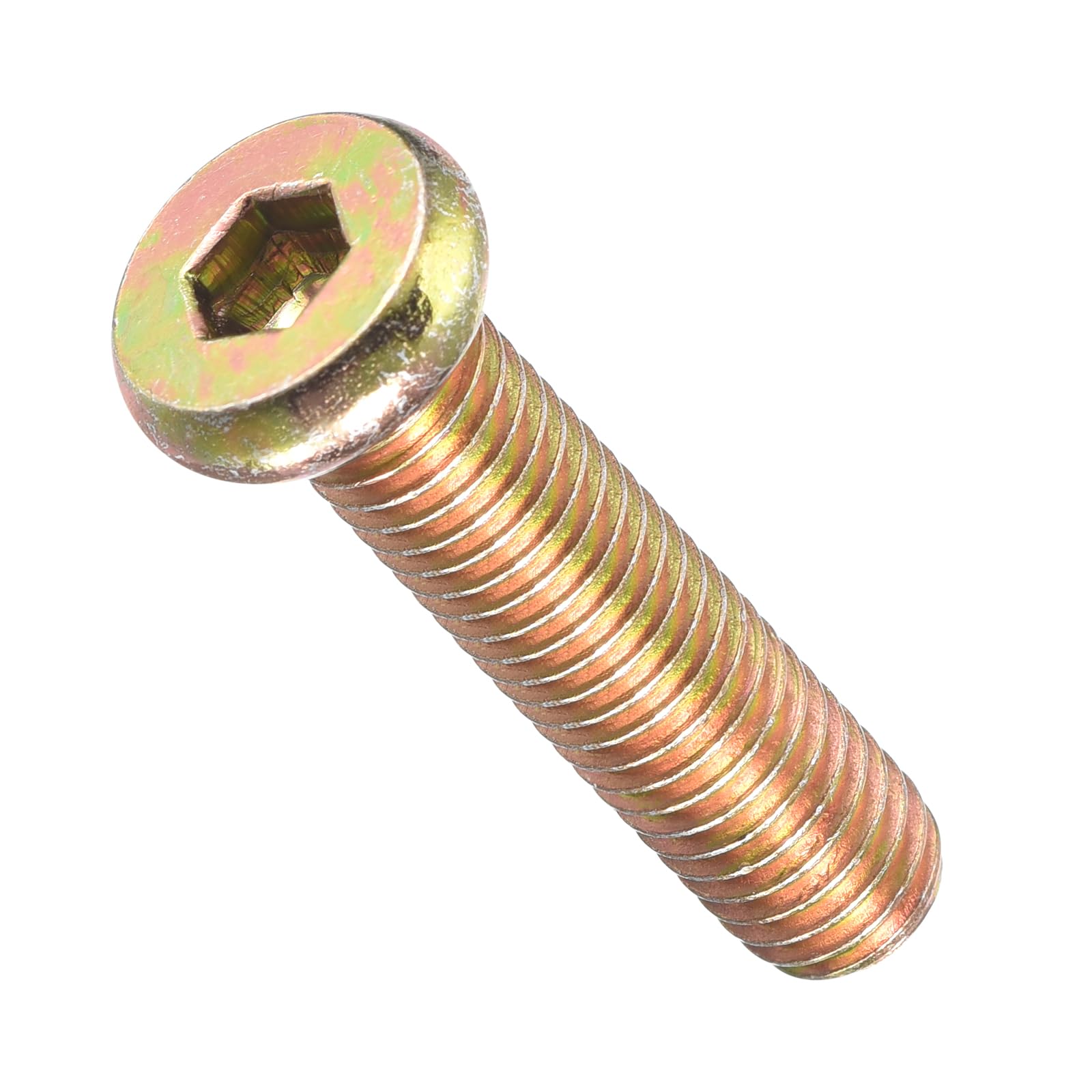 METALLIXITY Flat Head Hex Socket Cap Screws Bolts(M8-1.25x35) 5Pcs, Steel Hex Socket Furniture Bolts Screws - for Furniture Woodworking Project, Yellow — image 1