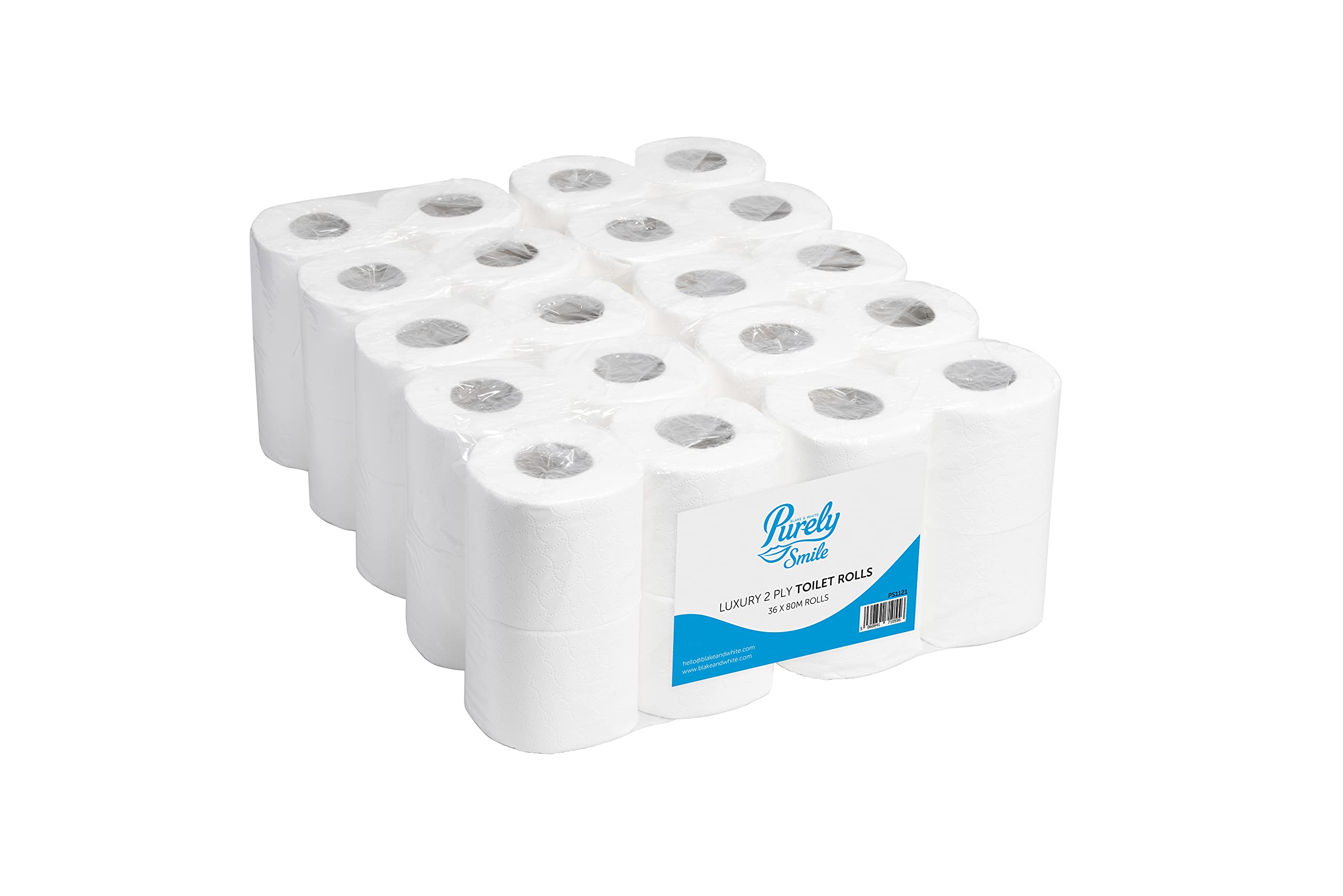 Blake & White Purely Smile Toilet Roll 2ply Domestic 320 Sheet | Pack of 36 (9 x 4)