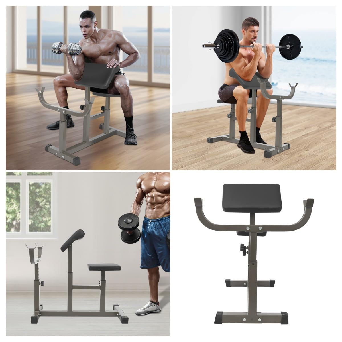 AGULIUM Adjustable Preacher Curl Bench, 661LBS Arm Preacher Curl Weight Station, Seated Strength Training Biceps Bench, Bicep Tricep Curl Machine Home Gym Fitness Equipment