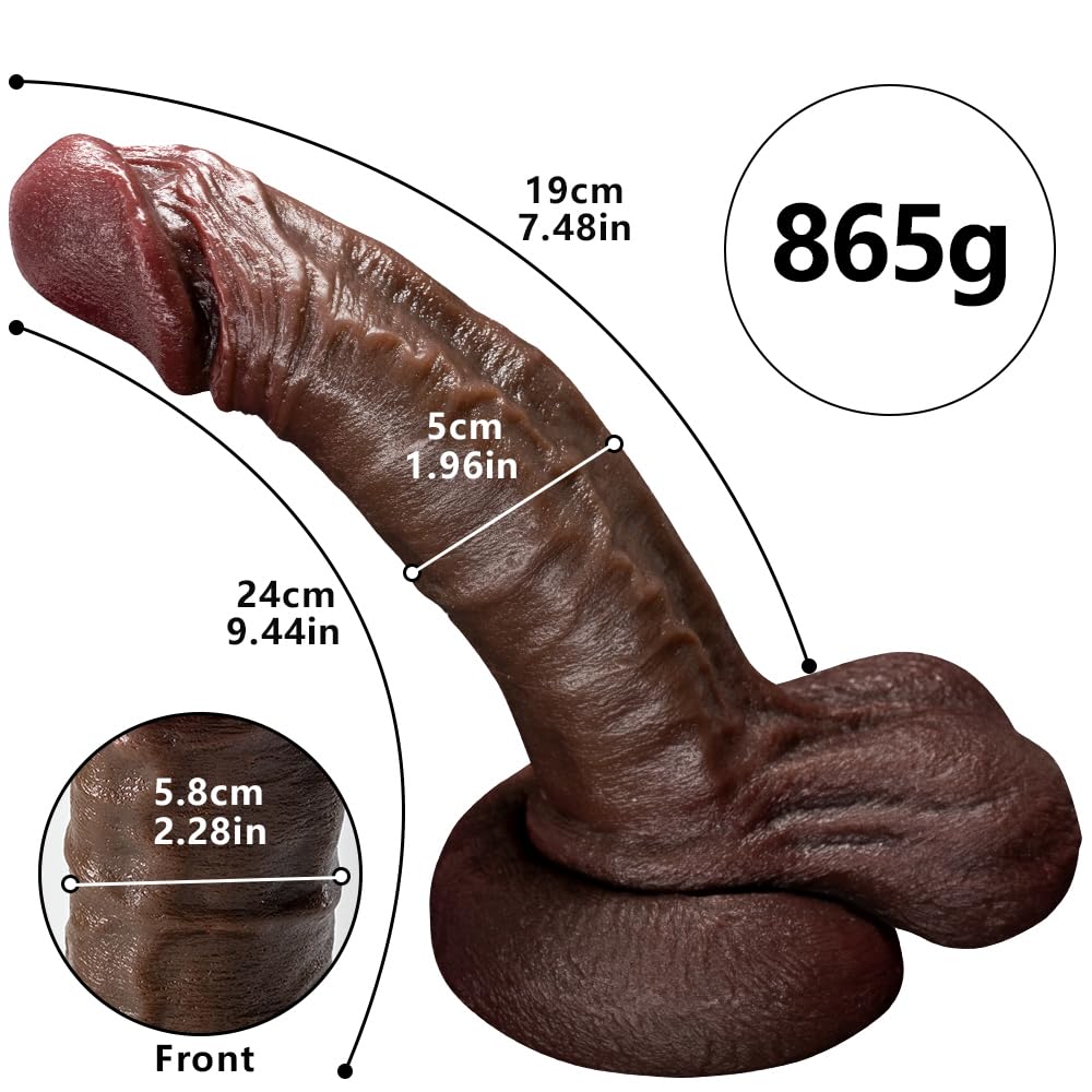 24 cm schwarzer realistischer großer Dildo,Realistischer Dildo mit Dildo Saugnapf und Hoden,Anal Dildos Penis Nachbildung Plug，Frauen Männer Anal Sex Toys, Analdildo Gay Sexspielzeug