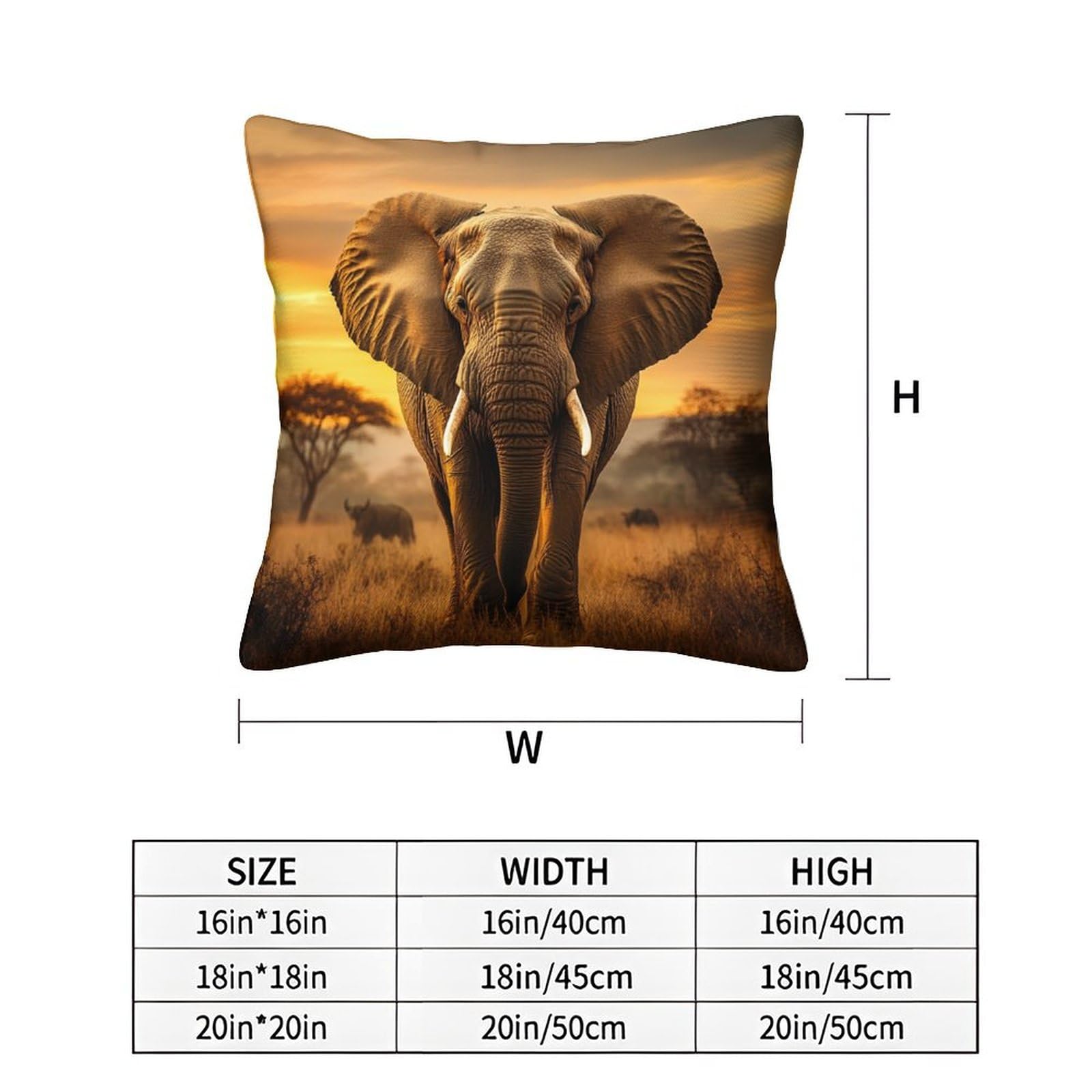 2 Pack African Savannah Luxury Digital Printed Soft 3D Elephant Themed Square Cushion Cover 40x40cm, Style, 40 x 40 cm (Pack of 2) - Image 7