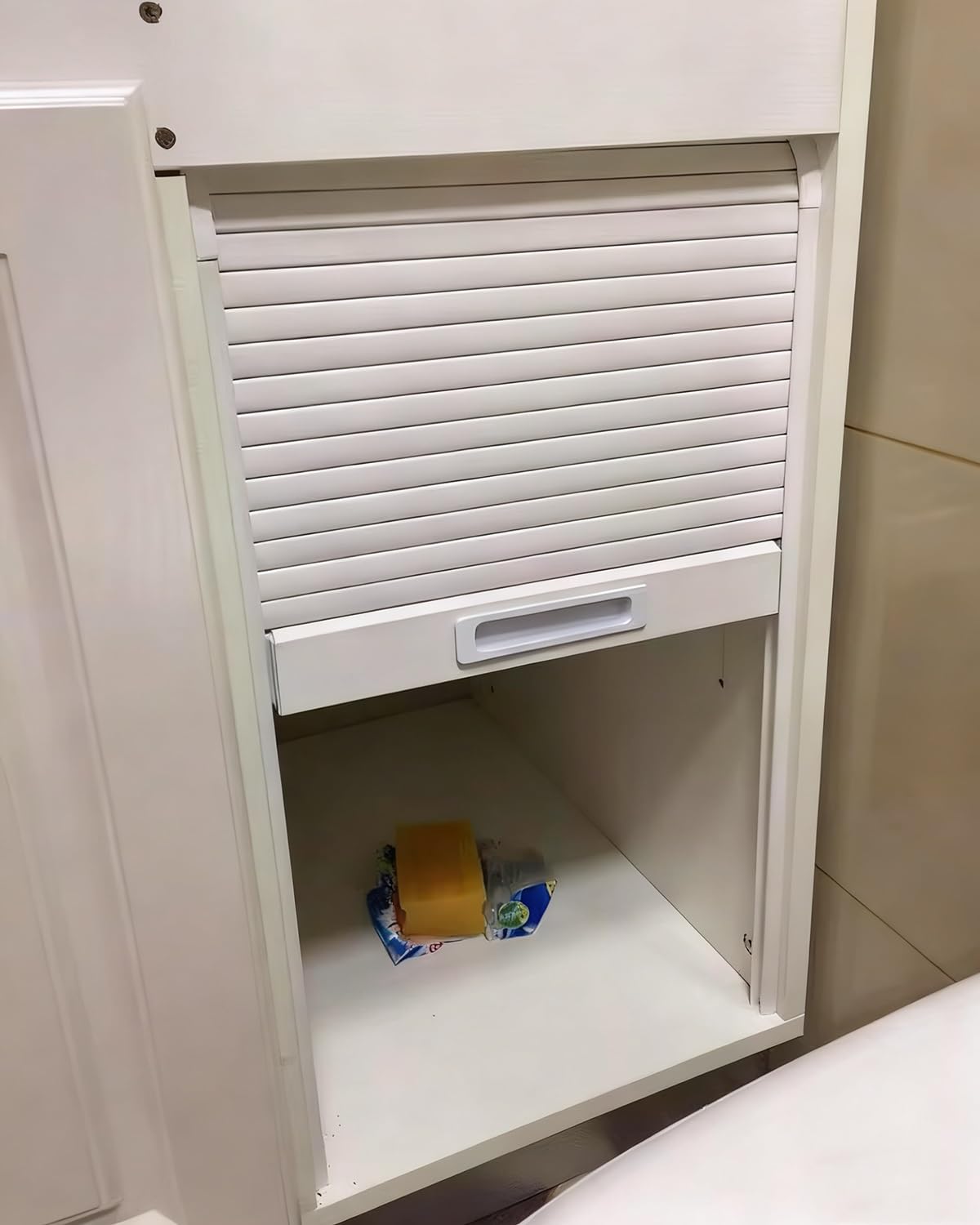 Porte Accordéon Interieur Porte d'Écran Enroulable avec Rail et Poignées, Portes Tambour Souples à Rabattement pour Comptoirs Fourgon Aménagé Grange Cuisine Gain de Place(23x24in/58x61cm)