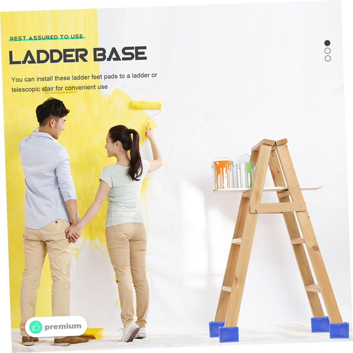 8pcs Rubber Ladder Feet Pads Non-Slip Step Ladder Foot Mat Protective Cushion Covers 61x61x17mm Blue Anti-wear Legs Protection for Home and Work Use