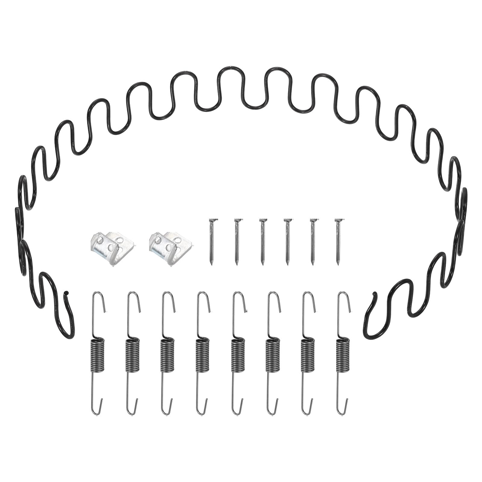 sourcing map 35.4" Upholstery Spring Replacement Kit, Carbon Steel Sagging Cushions Repair Kit Arch Spring with Balance Hooks, S Spring Clips, Screws for Sofa Recliner Chair, Black