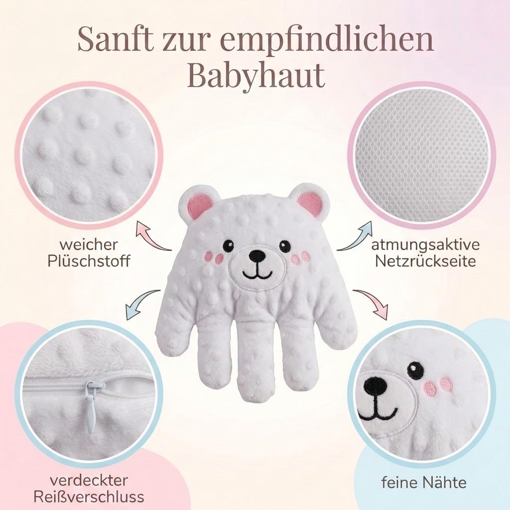 H.V. 3-in-1 Weißer Bär | Plüschtier mit Bewegungsfunktion & Fernbedienung | Abnehmbares Wärmekissen | Waschbarer Bezug | Atmungsaktive Materialien