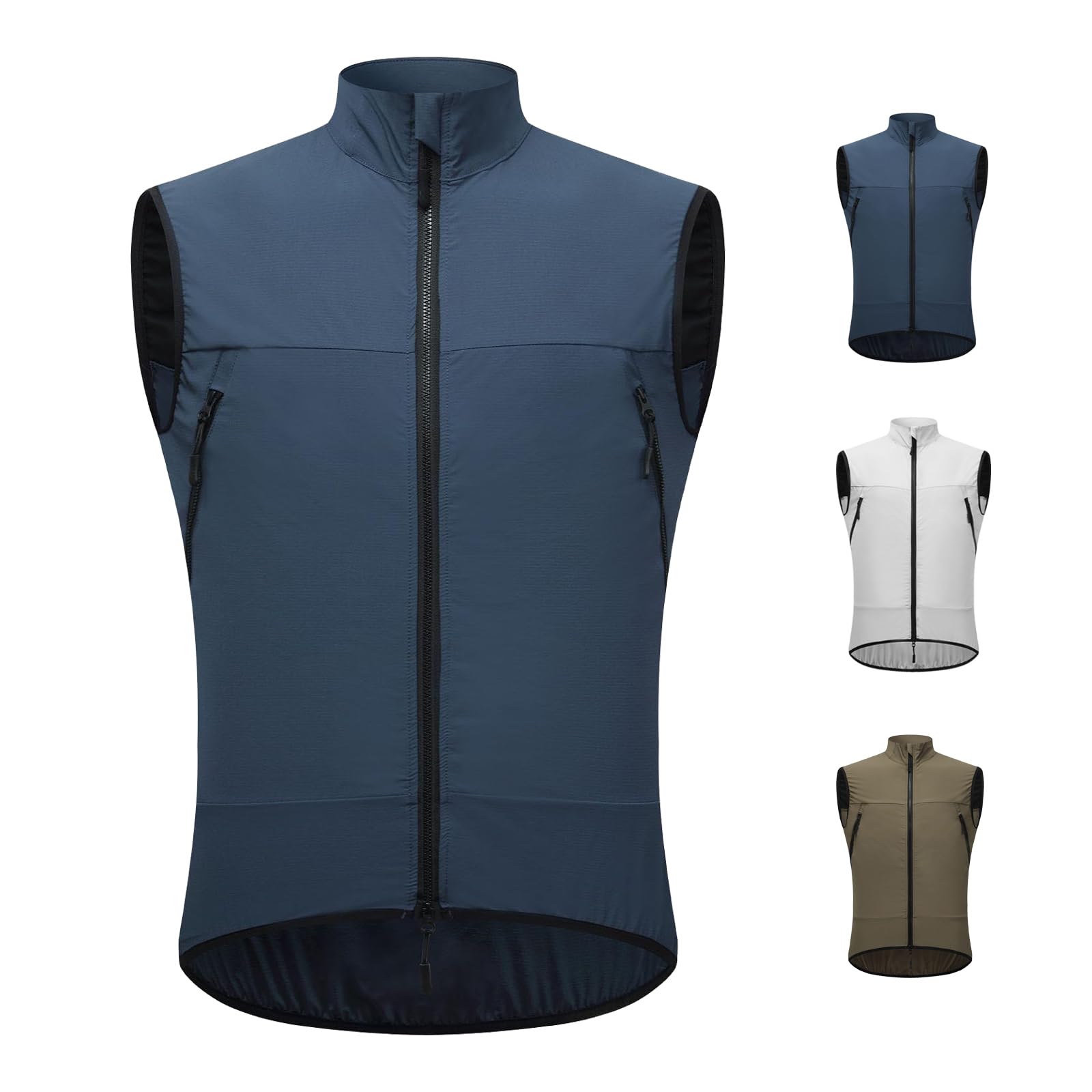 Gilet de cyclisme d'été ultraléger respirant sans manches imperméable et coupe-vent avec protection solaire et bandes réfléchissantes idéal pour le VTT et la course à pied