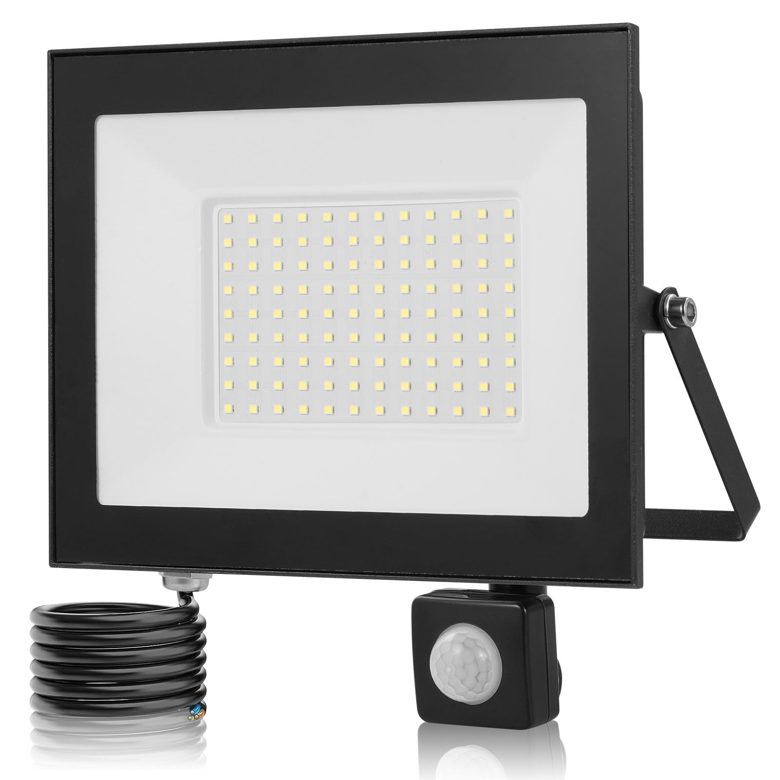Sararoom 100W Security Lights Outdoor Motion Sensor, 10000LM 3000K Warm White PIR Sensor Security Light, IP66 Waterproof LED Flood Light Outdoor for Courtyard, Garage, Rooftop, Park, Court