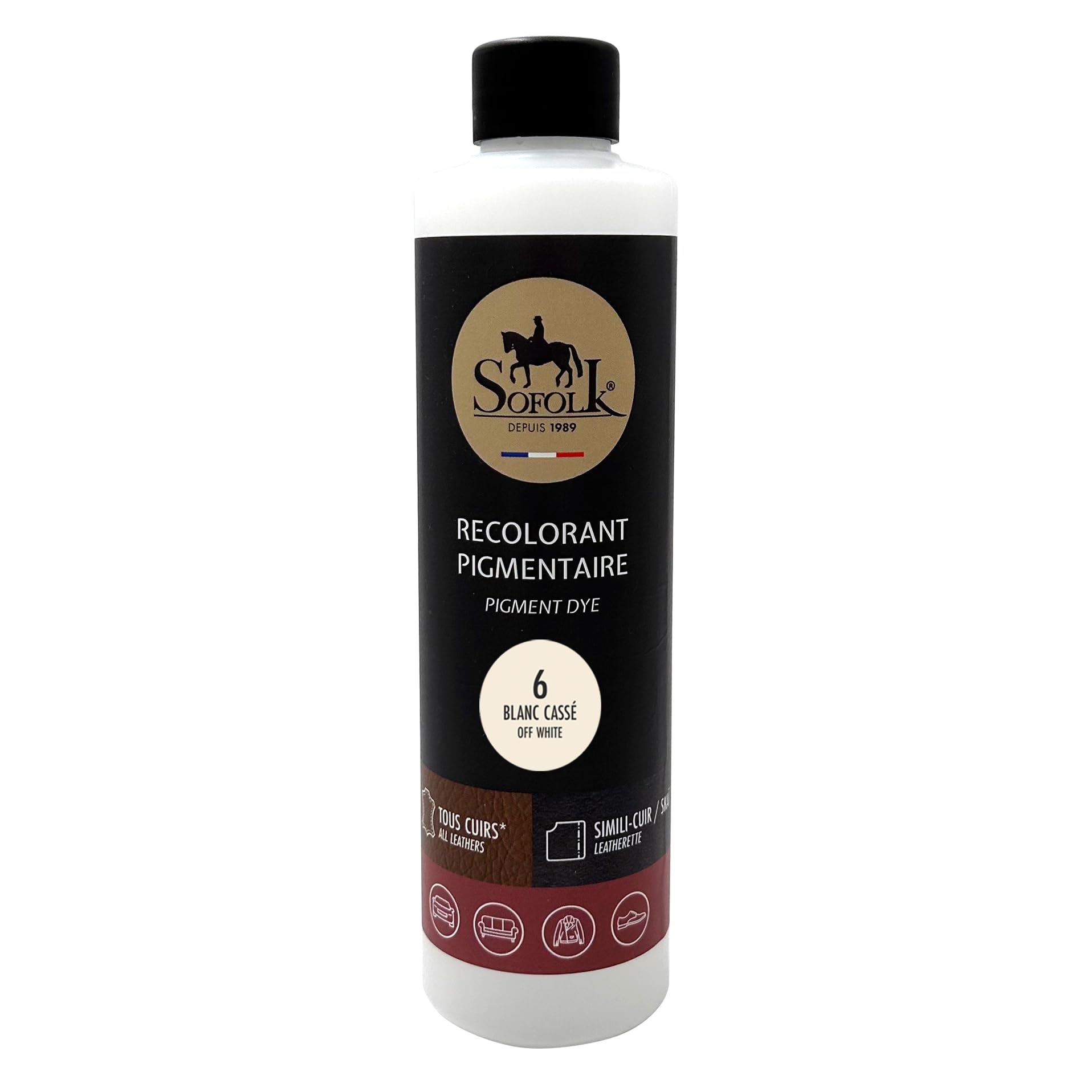 Sofolk - Pintura Cuero/Polipiel - Recoloración para cuero dañado, rayado, arañado, descolorido - Volante de coche, asiento de coche, sofá, zapatos - 125ml - 00-WHITE — view 14