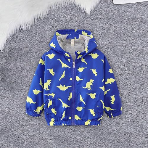 Kids Boys Dinosaur Hooded Coat Long Sleeve Jackets with Fleece 𝗟ining Girls Fall 𝗪aterproof Hooded Jackets3